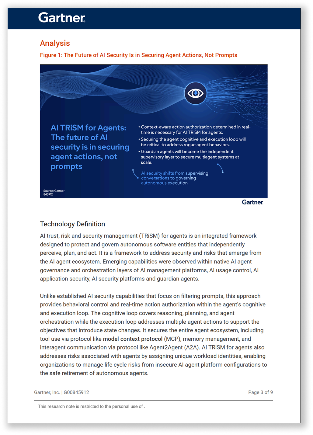 Gartner Figure 1: The Future of AI Security Is in Securing Agent Actions, Not Prompts.