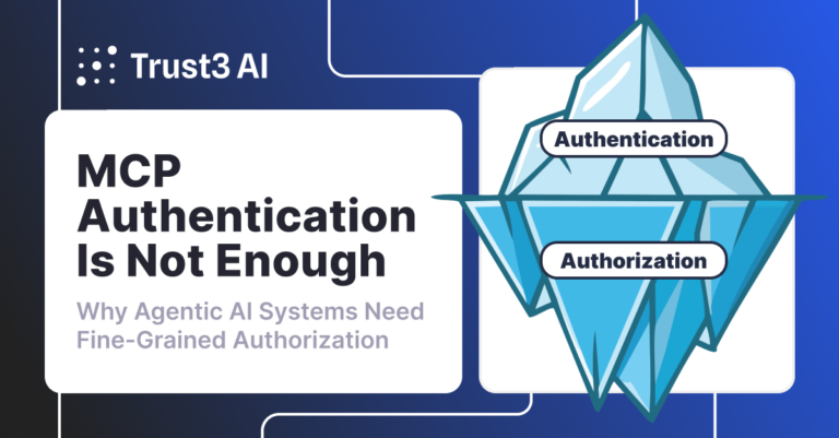 Trust3 AI blog graphic: MCP authentication is not enough, why agentic AI systems need fine-grained authorization