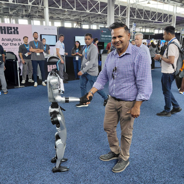 Ibby shaking hands with AI